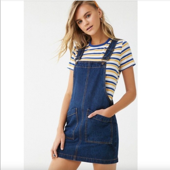 Denim Y-Back Overall Dress Pockets - Picture 4 of 8